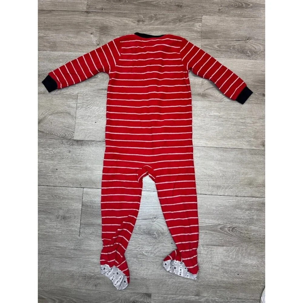 3 Pack Footed Zip Pajama Sleepers 24 Months Red Animal Monkey Bundle